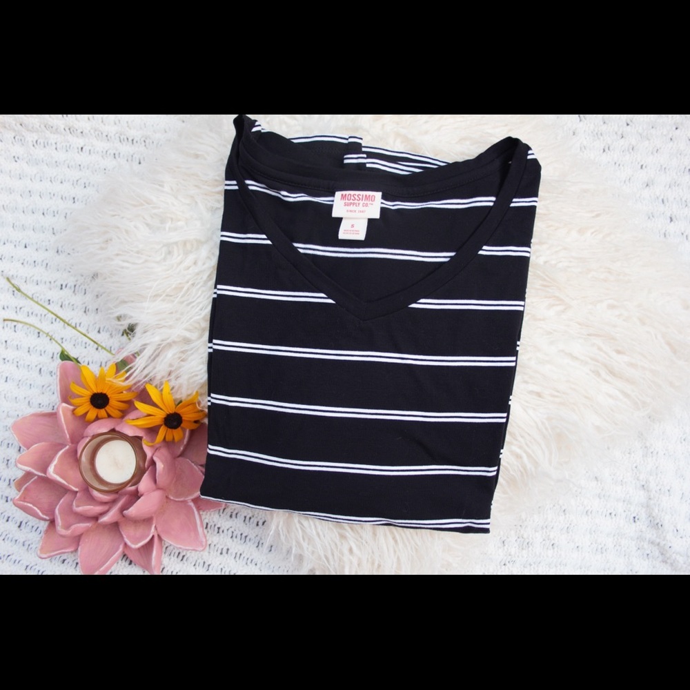 Black and White Striped Basic Tee
